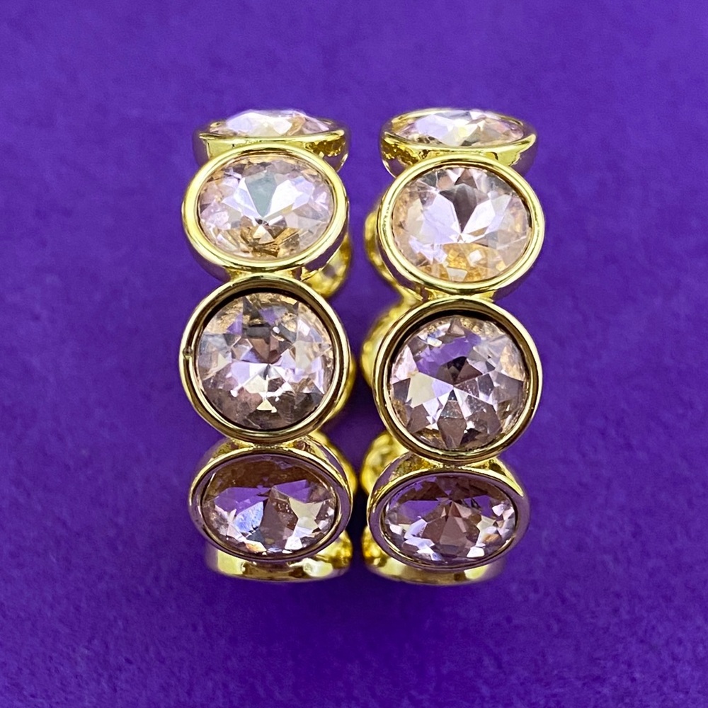 💛 Pilgrim Callie Gold Pink Crystal Hoop Earrings